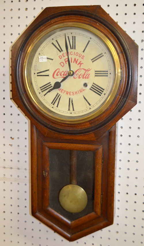 Antique Coca Cola Advertising Long Drop Schoolhouse Clock