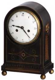 Brass Inlaid Mahogany Mantle Clock