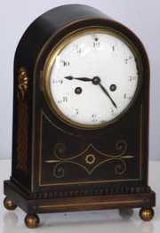 Brass Inlaid Mahogany Mantle Clock
