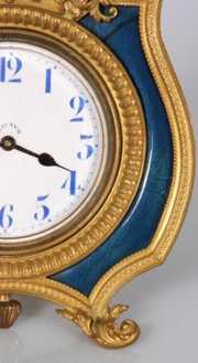 Gilt Brass & Enamel Desk Clock