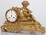 French Figural Dore Bronze Clock