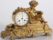 French Figural Dore Bronze Clock