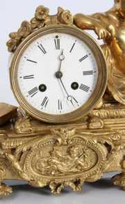 French Figural Dore Bronze Clock