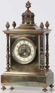 French Silver Plated Mantle Clock