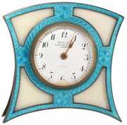 Blue Enamel Guilloche Desk Clock