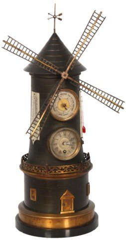 French Industrial Animated Windmill Clock