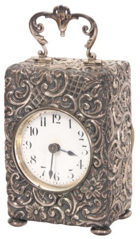 English Sterling Silver Carriage Clock