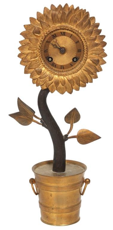 Bronze Silk Thread Sunflower Clock