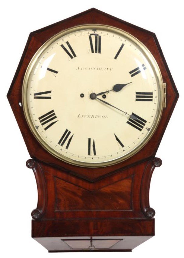 English Mahogany Double Fusee Tavern Clock