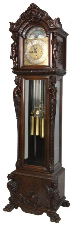 Figural 9 Tube Colonial Grandfather Clock