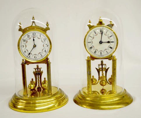 2 German Rotary Disk Anniversary Dome Clocks