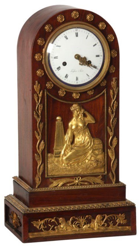 French Empire Silk Thread Mantle Clock