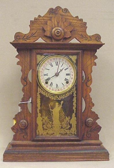 E.N Welch Oak Kitchen Clock, Calendar/Time + Strike
