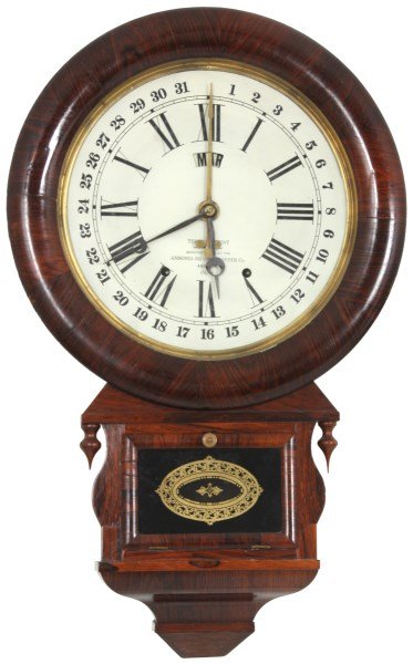 Ansonia Drop Extra Rosewood Calendar Clock