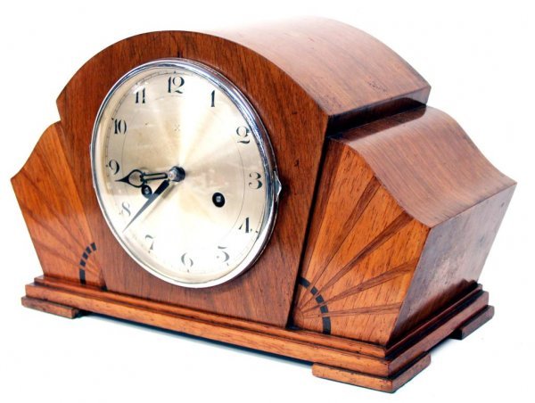 ENGLISH TIME AND STRIKE WALNUT MANTLE CLOCK