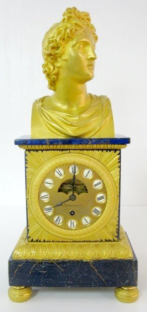 Boston Clock Co. Bronze Dore & Lapis Clock