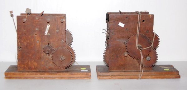 2 Antique Tall Case Wood Clock Works, Plus Seat B