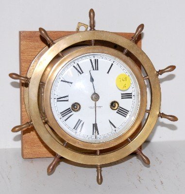 Bronze Waterbury Ships Wheel Clock