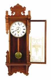 Antique WM L Gilbert Clock Co, Carved Wood Wall Clock