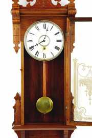 Antique WM L Gilbert Clock Co, Carved Wood Wall Clock