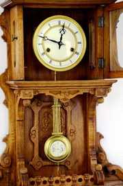 Antique Gustav Becker Clock, Ornately Carved Wood