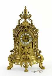 Vintage Italian Baroque Style Gold Ormolu Mantle Clock