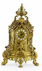 Vintage Italian Baroque Style Gold Ormolu Mantle Clock