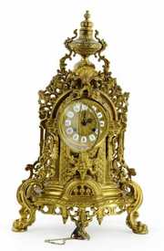 Vintage Italian Baroque Style Gold Ormolu Mantle Clock