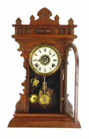 WM L Gilbert Carved Wood Gingerbread Clock, 1882