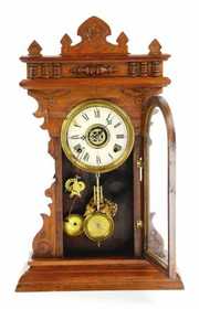 WM L Gilbert Carved Wood Gingerbread Clock, 1882