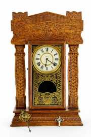 Antique Ornate Gingerbread Ingraham Mantle Shelf Clock