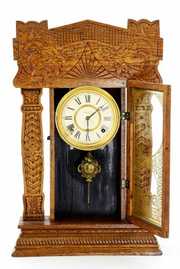 Antique Ornate Gingerbread Ingraham Mantle Shelf Clock