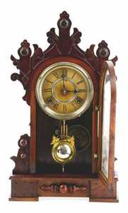 Ornate Carved Gingerbread WM L Gilbert Mantle Clock