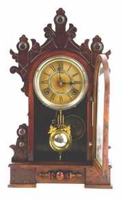 Ornate Carved Gingerbread WM L Gilbert Mantle Clock