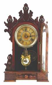 Ornate Carved Gingerbread WM L Gilbert Mantle Clock