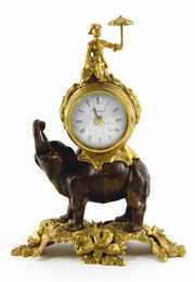 Imperial Italian Brevettato Bronze Metal Elephant Clock