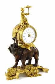 Imperial Italian Brevettato Bronze Metal Elephant Clock