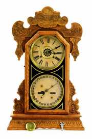 Ornate Carved Double Face Waterbury Mantle Shelf Clock