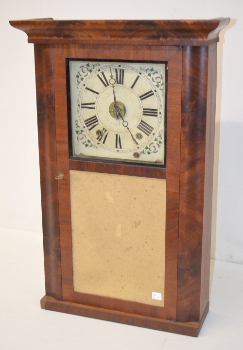 Antique Jonathan Frost Carved Column Wood Works Clock