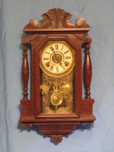 Russell & Sons Walnut Wall Parlor Clock