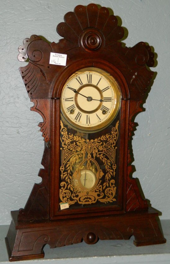 8 day  F. Kroeger clock w/thermometer pendulum