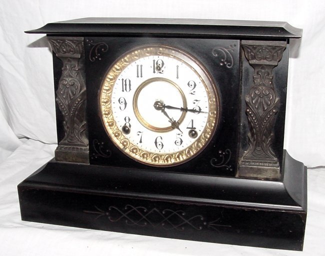 Iron Black Lacquer Mantle Clock