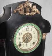 New Haven Iron Mantle Clock Green Rhinestones