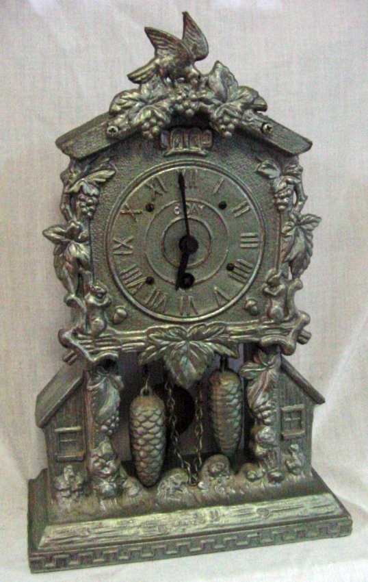 Cast Speltzer Metal Cuc Coo Clock