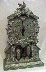 Cast Speltzer Metal Cuc Coo Clock