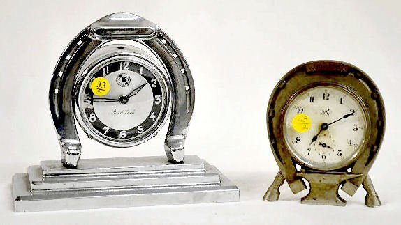 2 “Good Luck” Horseshoe Alarm Clocks, Welch