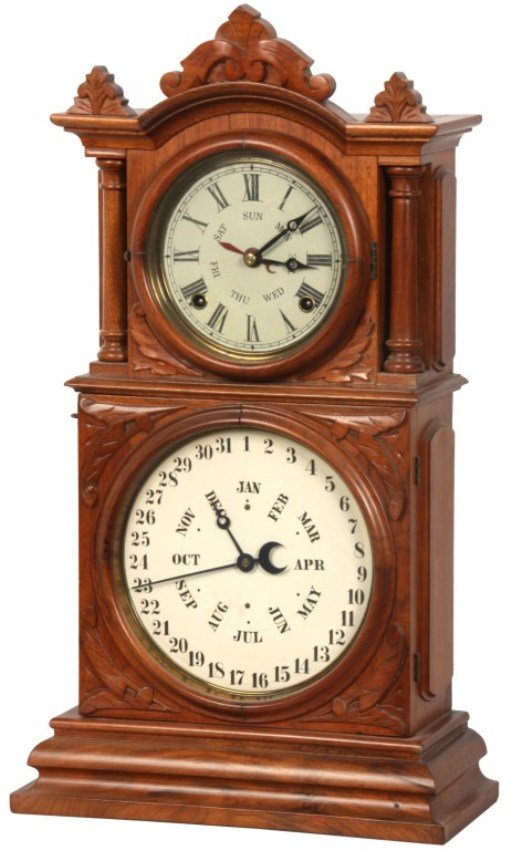 Ingraham Double Dial Calendar Shelf Clock