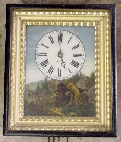 German Black Forest Picture Wall Clock, 19th Cent