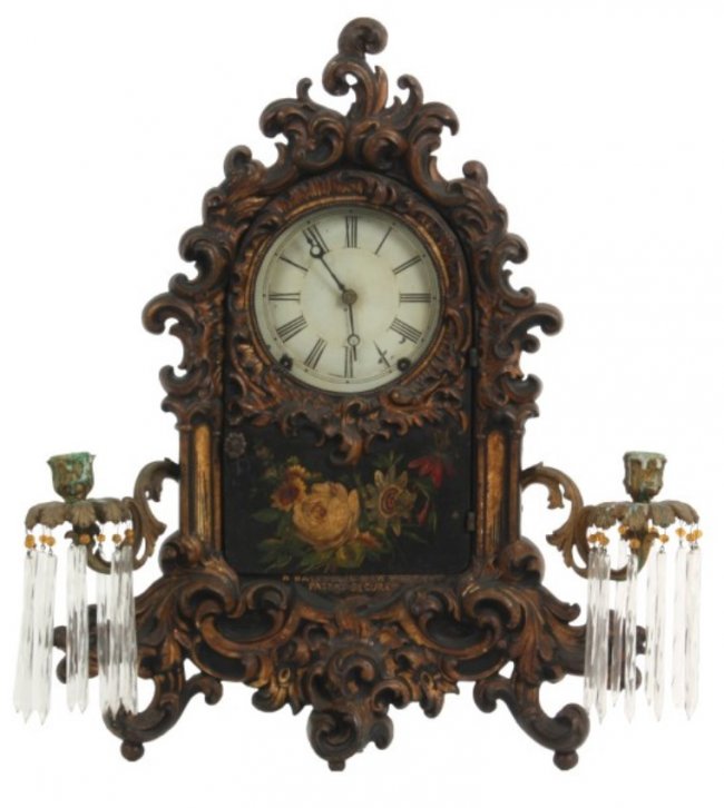 N. Batchelor Iron Front Girandole Mantle Clock