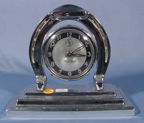 Lux Good Luck Horse Shoe Desk Clock NR